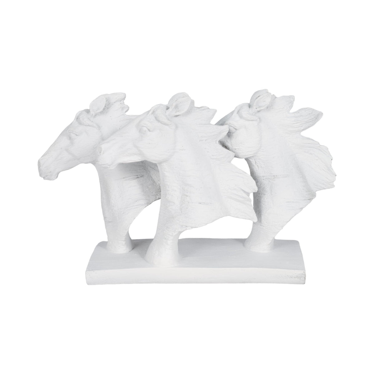 16" Horse Heads Sculpture Rough Texture, White Table Decors| Sagebrook Home