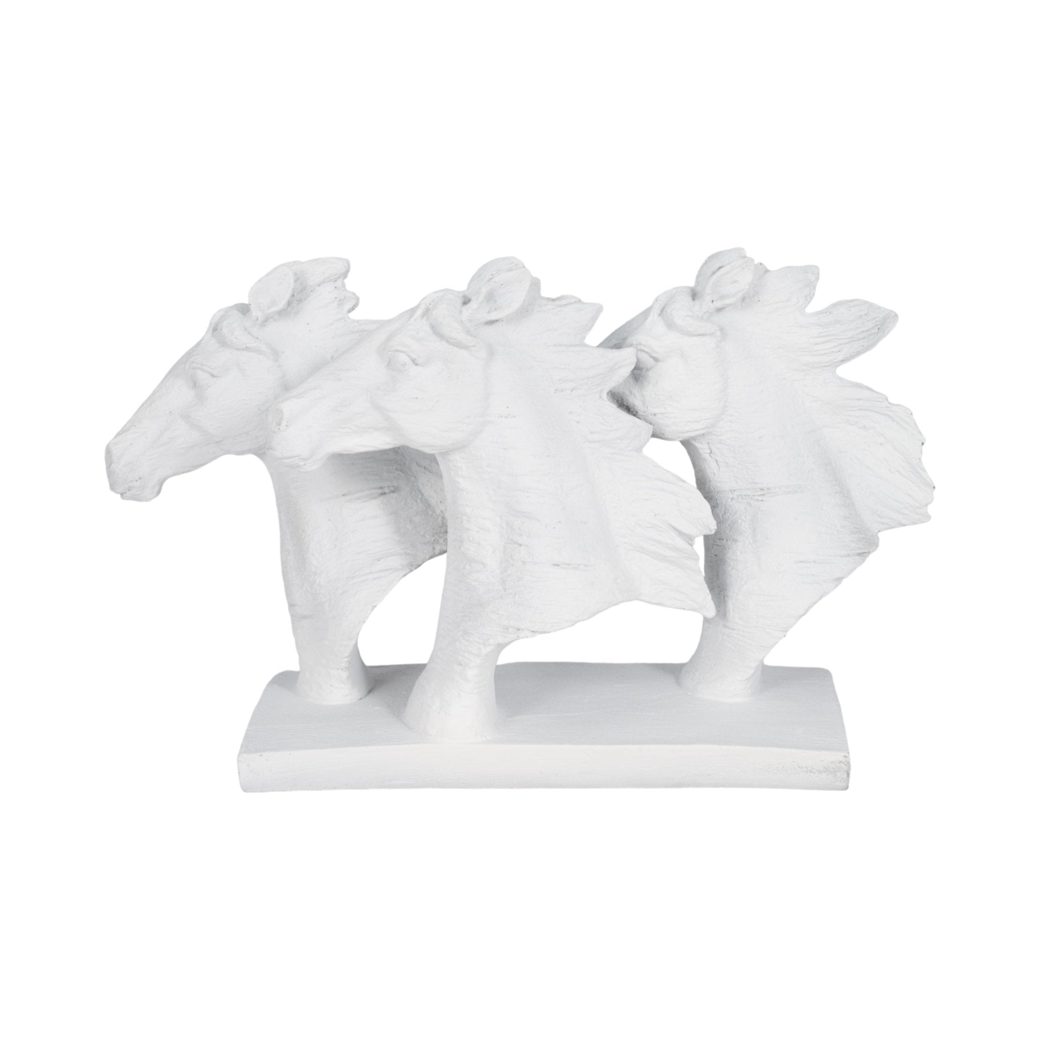 16" Horse Heads Sculpture Rough Texture, White Table Decors| Sagebrook Home