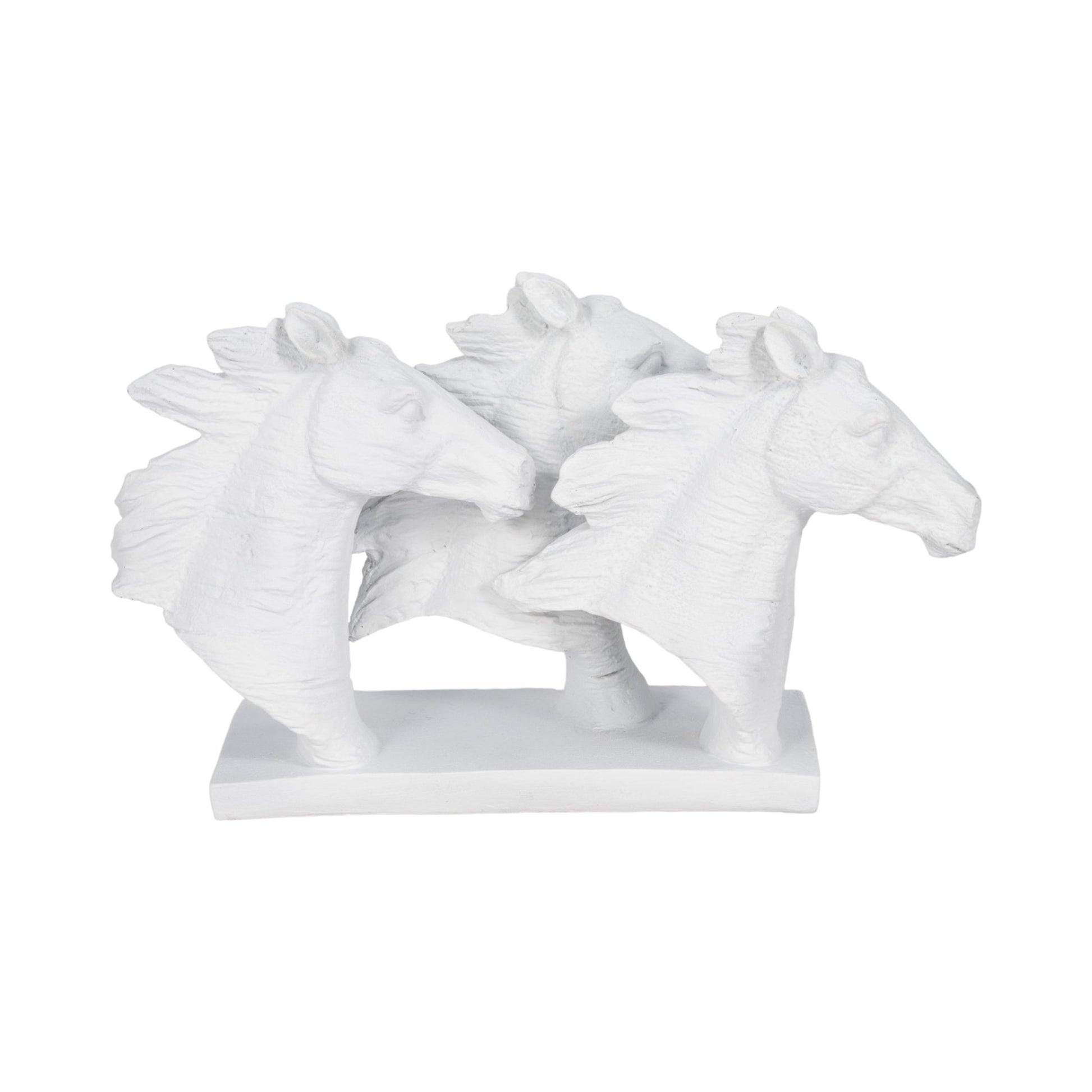 16" Horse Heads Sculpture Rough Texture, White Table Decors| Sagebrook Home