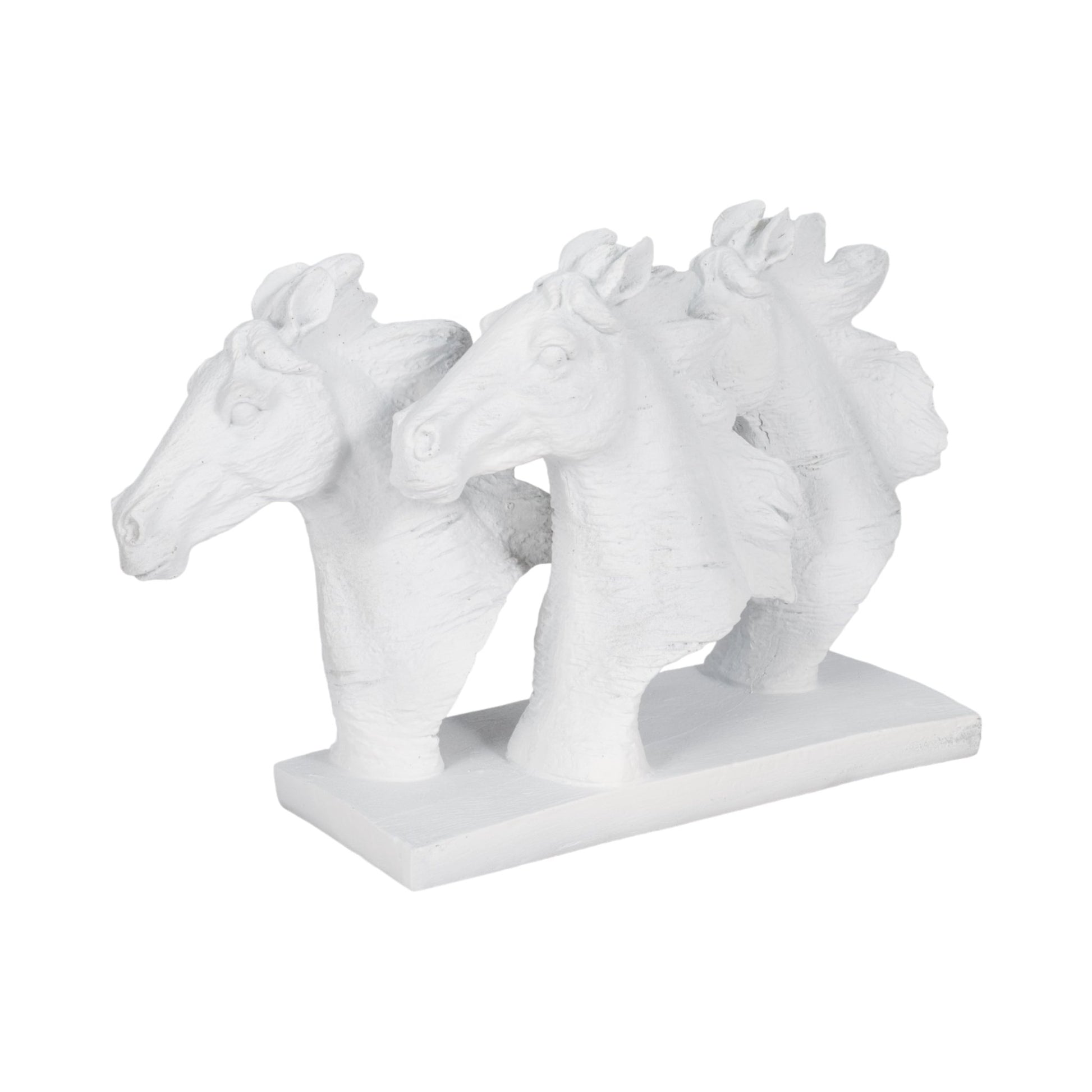 16" Horse Heads Sculpture Rough Texture, White Table Decors| Sagebrook Home