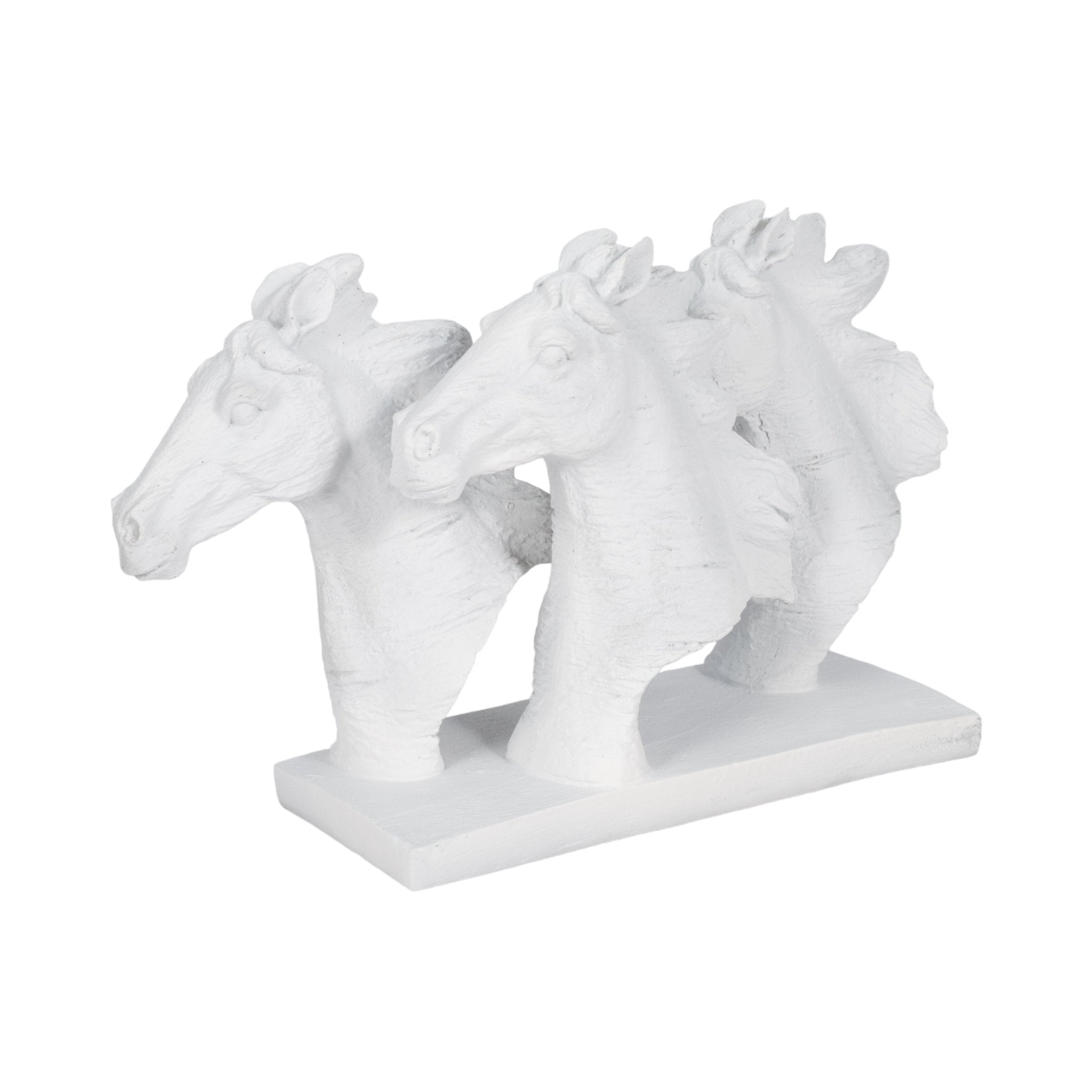 16" Horse Heads Sculpture Rough Texture, White Table Decors| Sagebrook Home