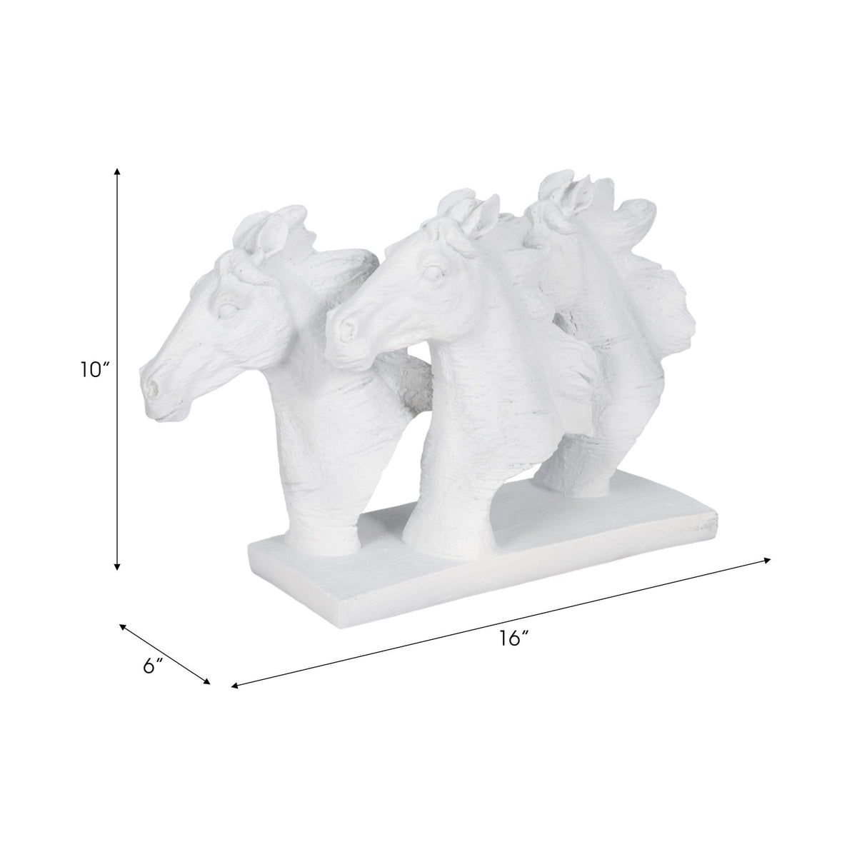 16" Horse Heads Sculpture Rough Texture, White Table Decors| Sagebrook Home