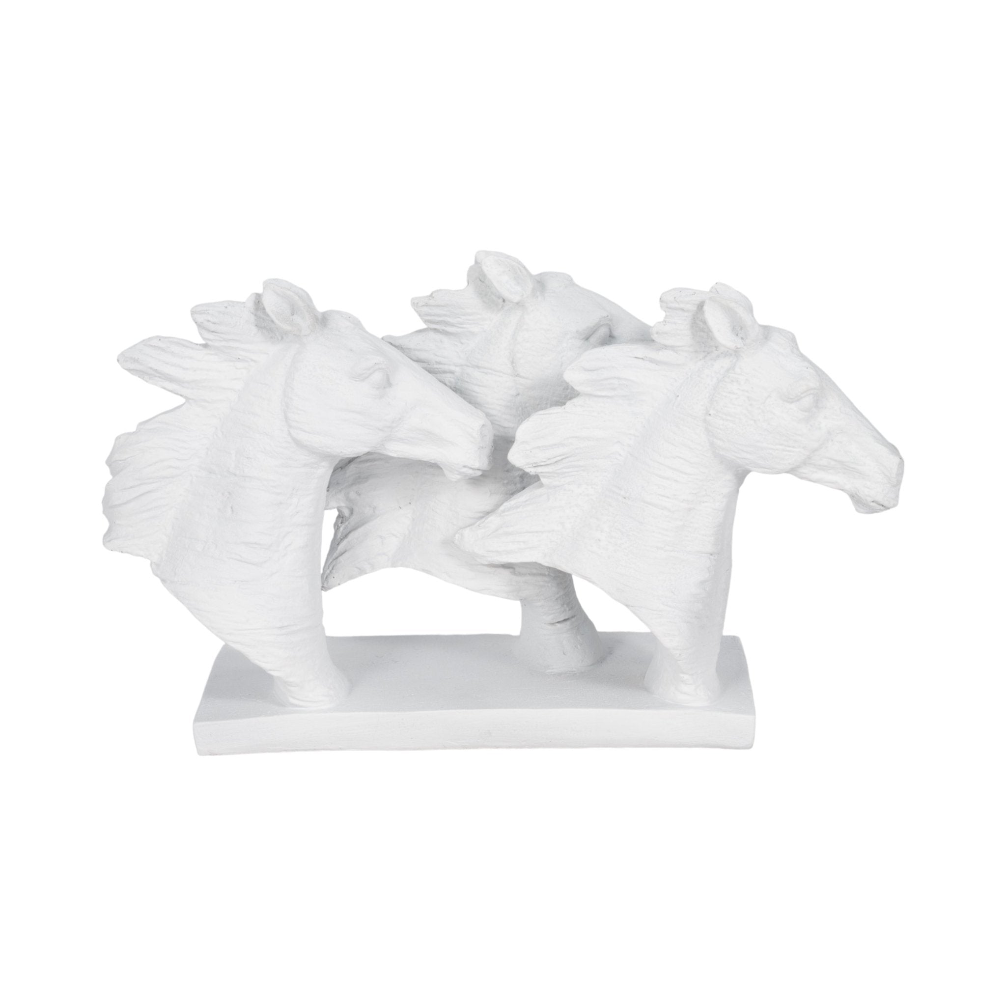 16" Horse Heads Sculpture Rough Texture, White Table Decors| Sagebrook Home