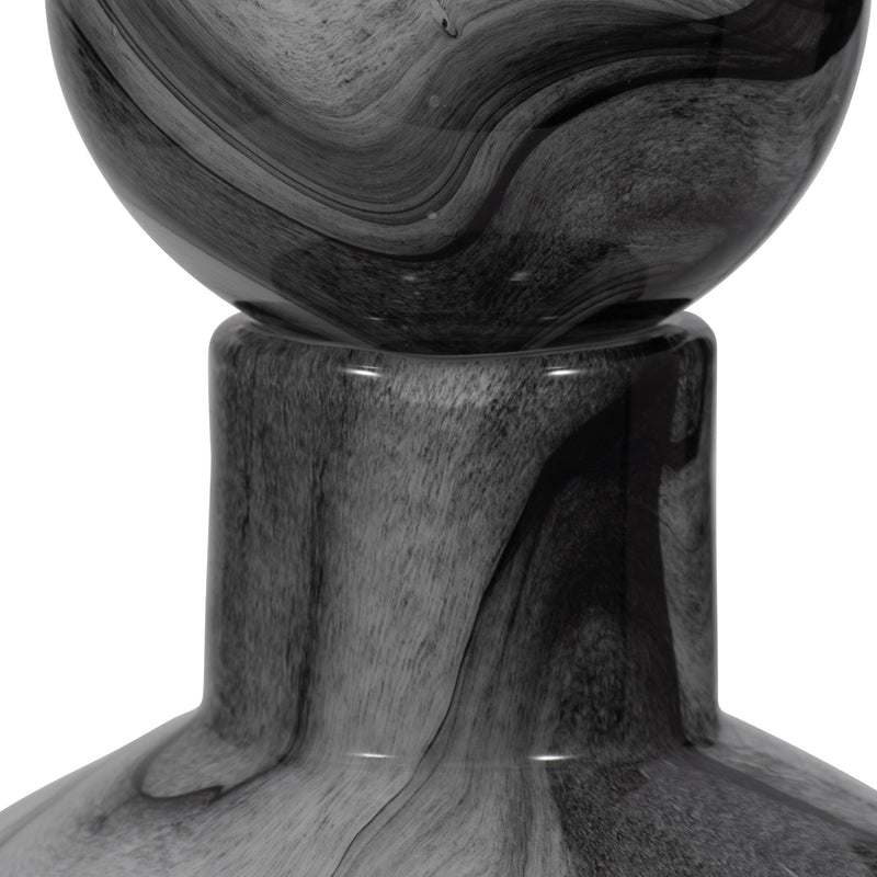 16" Katrina Gray Swirl Lidded Glass Bottle - Al Rugaib Furniture