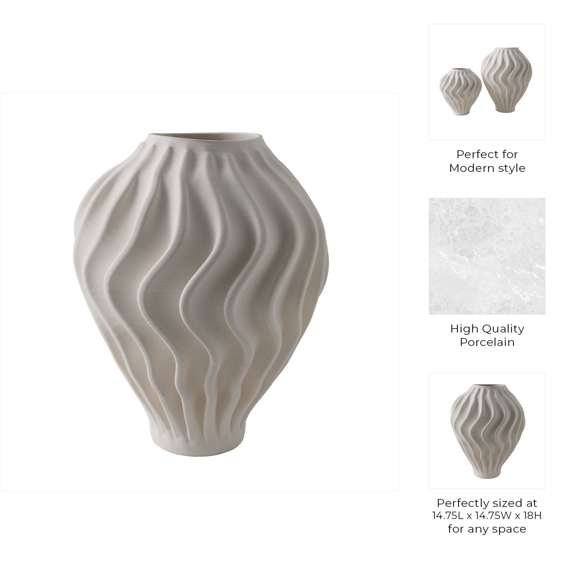 16" Ovalta Large 3d Printed Vase Vases and Jars| Sagebrook Home