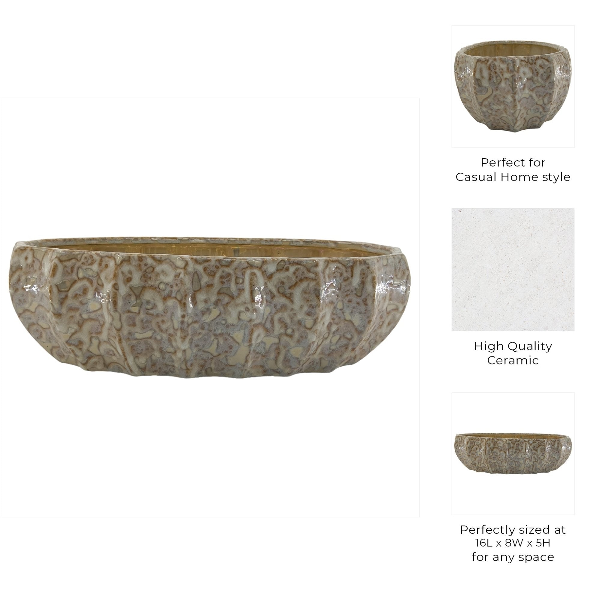 16" Pendelton Ceramic Bowl Table Decors| Sagebrook Home