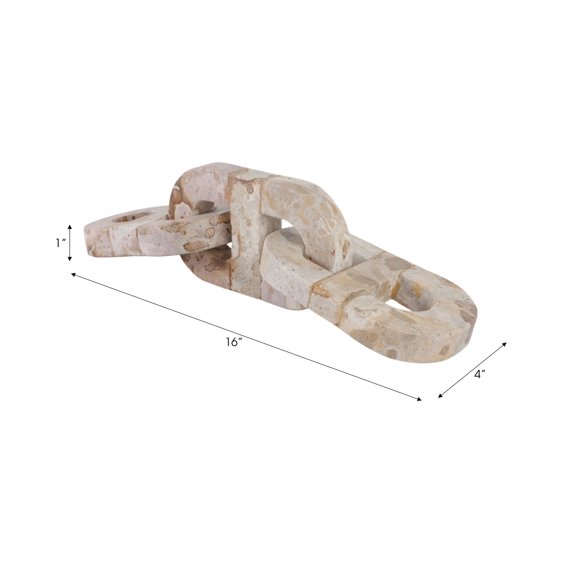 16" Pompano Beige Marble Chain Table Decors| Sagebrook Home