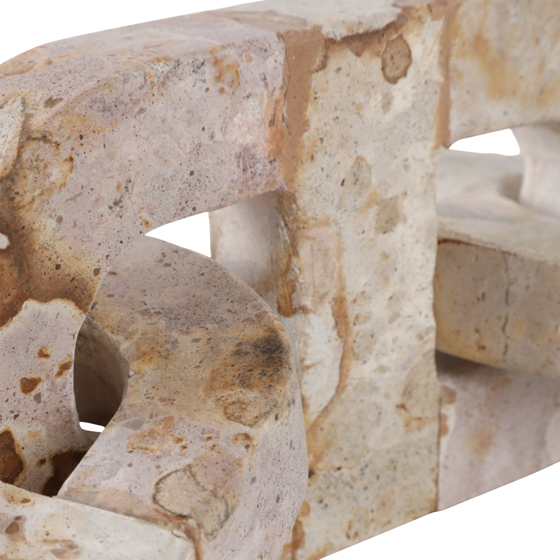 16" Pompano Beige Marble Chain Table Decors| Sagebrook Home