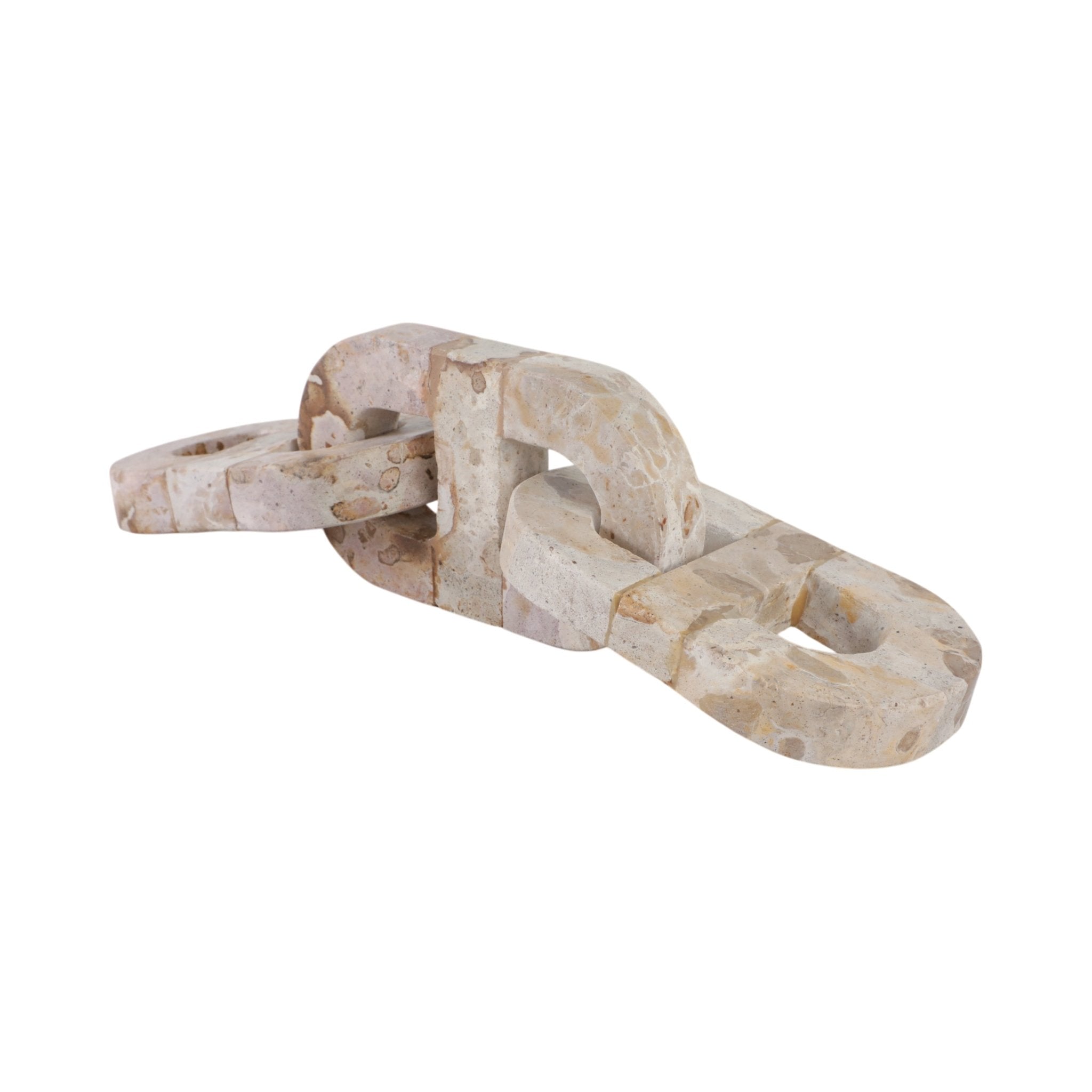 16" Pompano Beige Marble Chain Table Decors| Sagebrook Home
