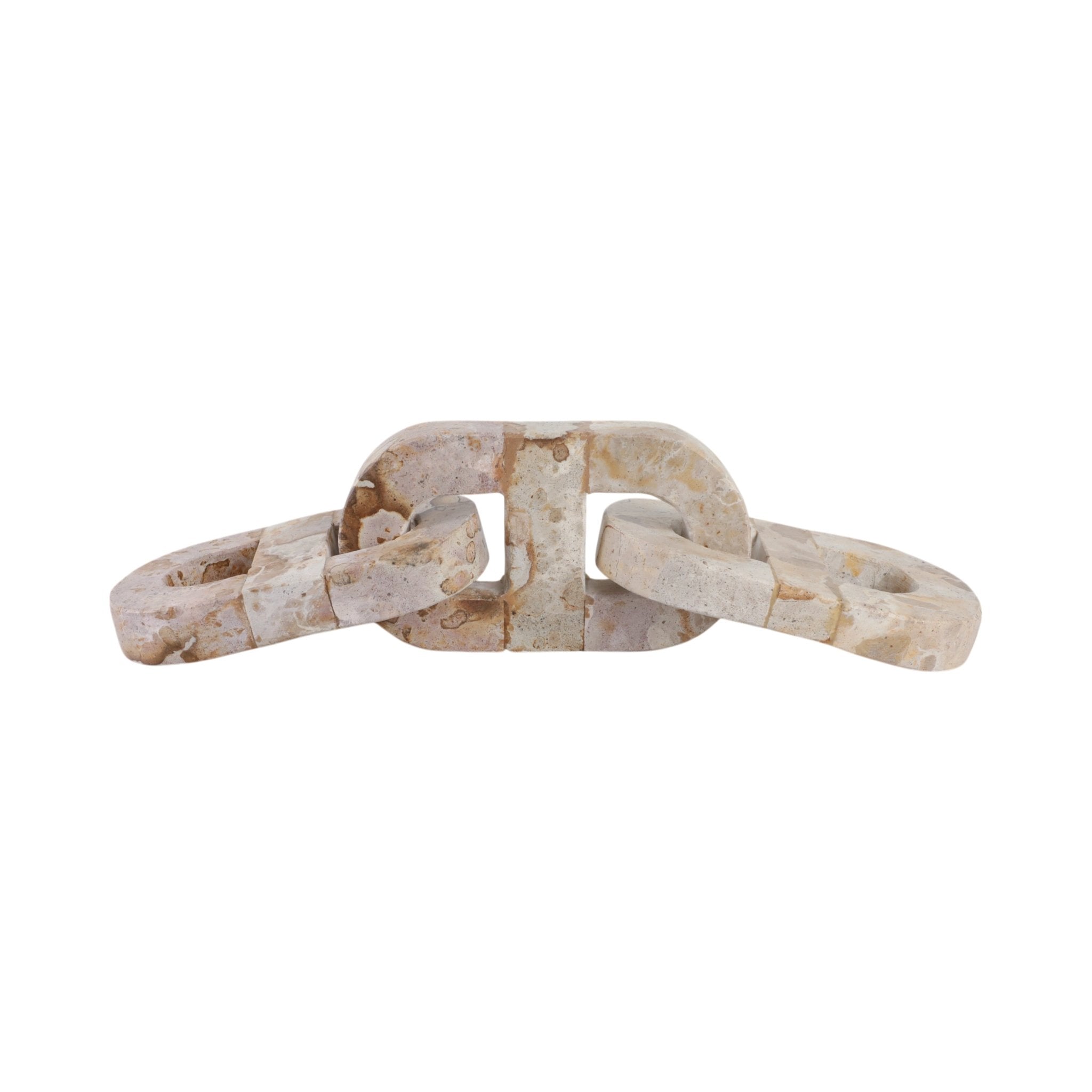 16" Pompano Beige Marble Chain Table Decors| Sagebrook Home