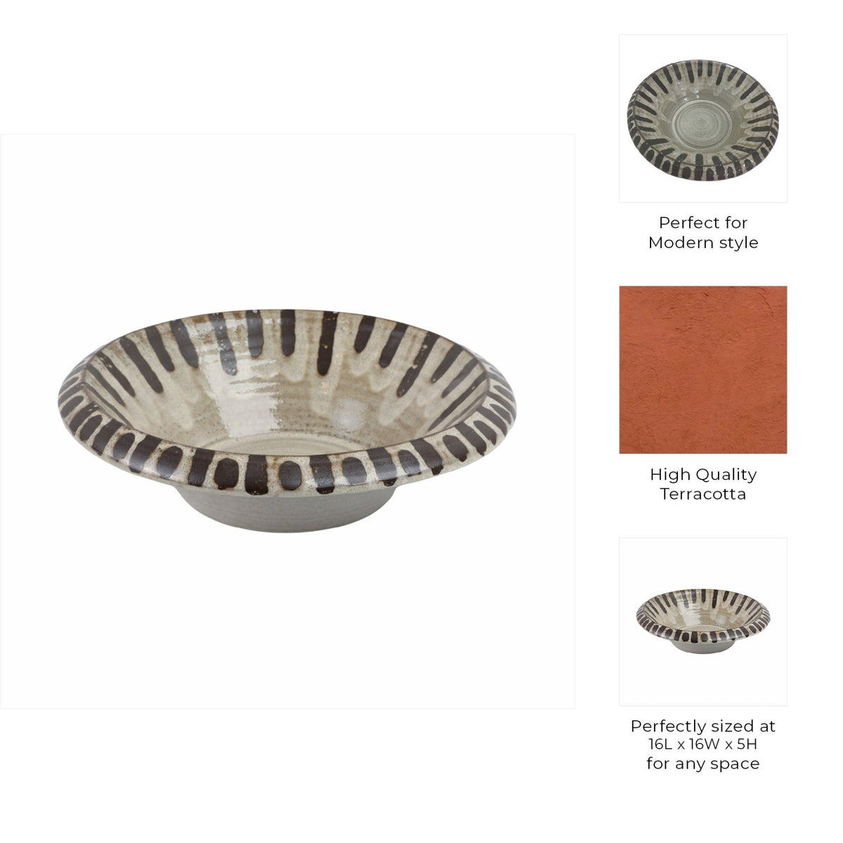 16" RAINHA PORTUGAL BOWL Table Decors| Sagebrook Home