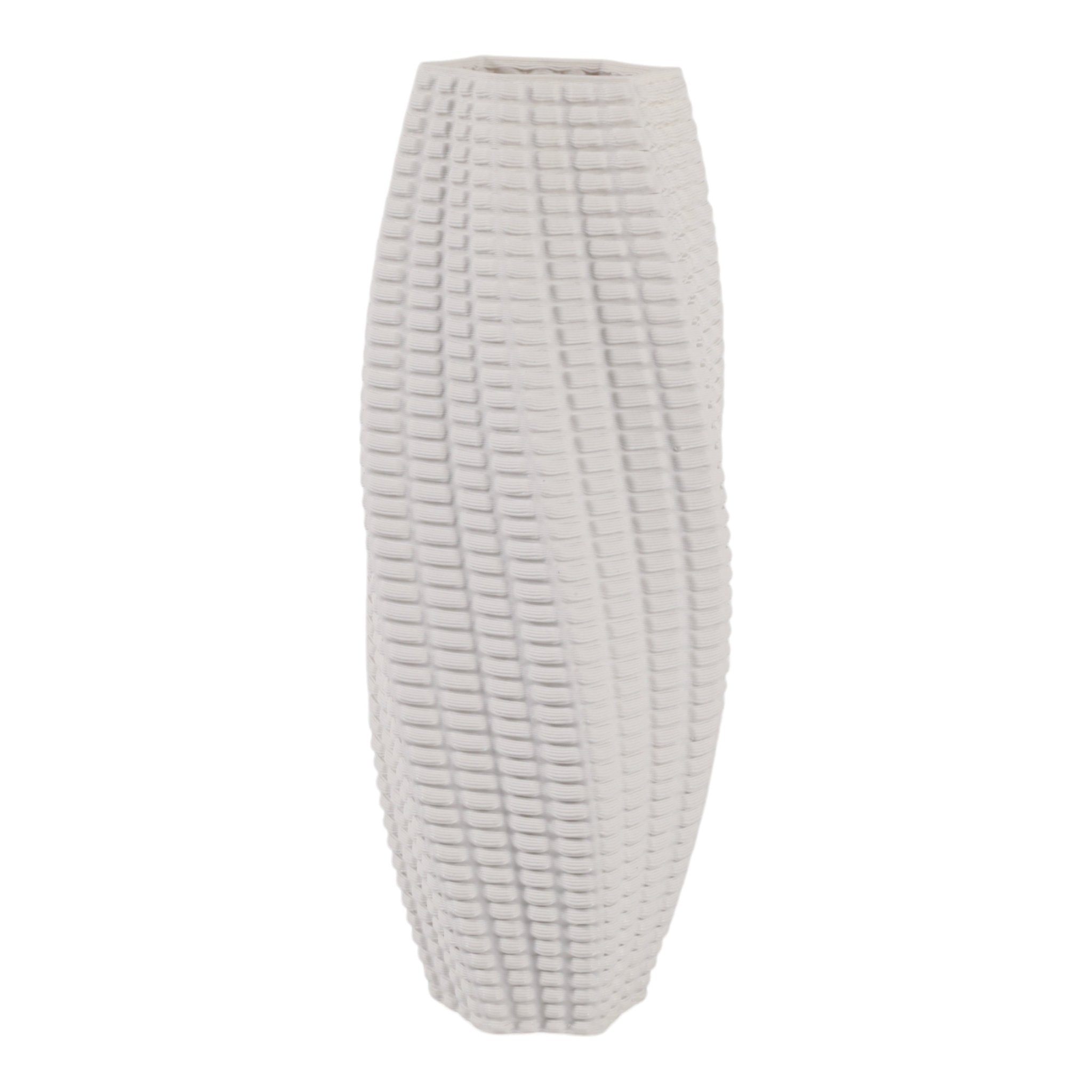 16" Ronoak Small 3d Printed Vase, White Vases and Jars| Sagebrook Home