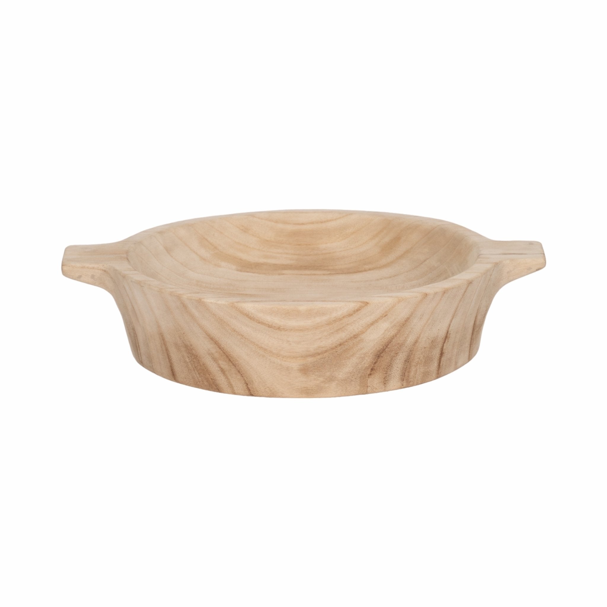 16" Round Wood Bowl With Handles, Natural Table Decors| Sagebrook Home
