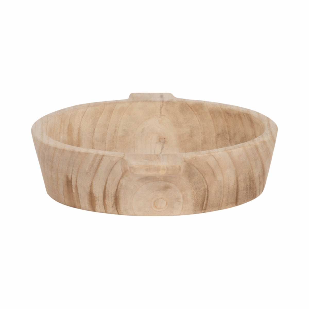 16" Round Wood Bowl With Handles, Natural Table Decors| Sagebrook Home