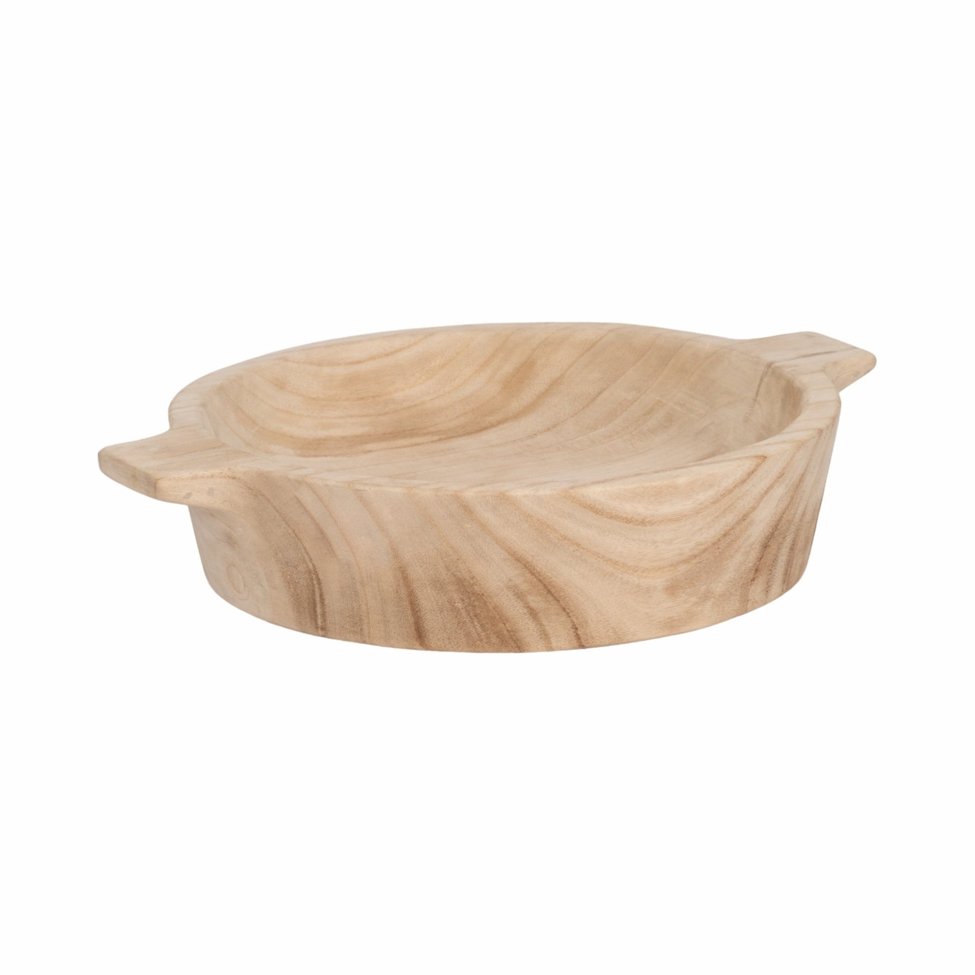 16" Round Wood Bowl With Handles, Natural Table Decors| Sagebrook Home