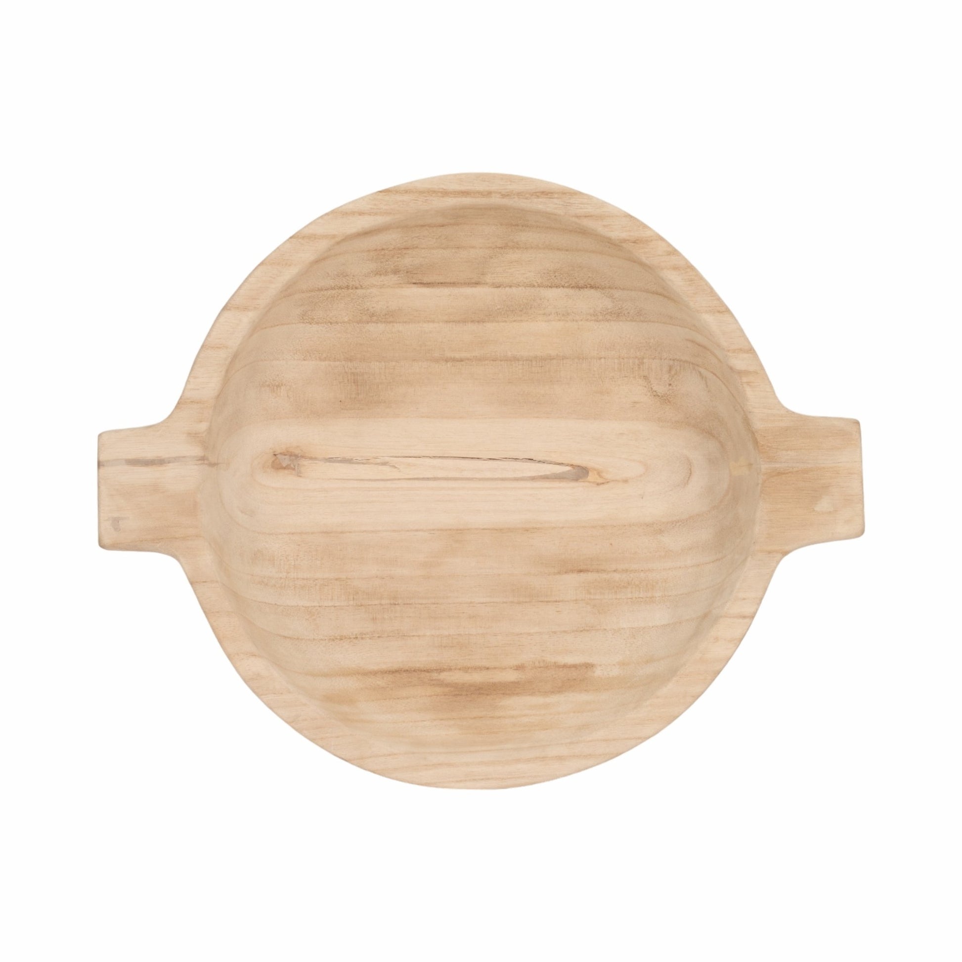 16" Round Wood Bowl With Handles, Natural Table Decors| Sagebrook Home