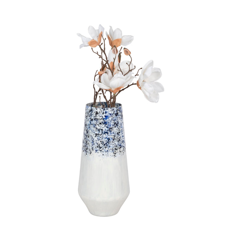 16" Tapered Bottom Vase Arctic Finish, White/blue - Al Rugaib Furniture