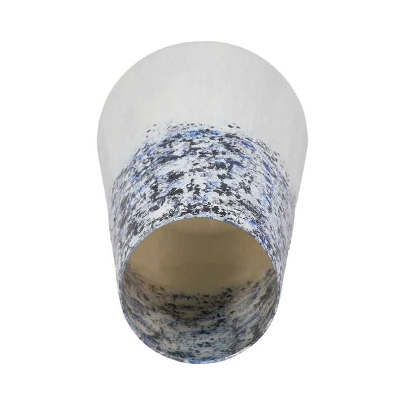 16" Tapered Bottom Vase Arctic Finish, White/blue - Al Rugaib Furniture