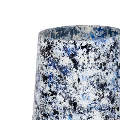 16" Tapered Bottom Vase Arctic Finish, White/blue - Al Rugaib Furniture