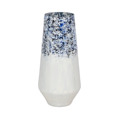 16" Tapered Bottom Vase Arctic Finish, White/blue - Al Rugaib Furniture