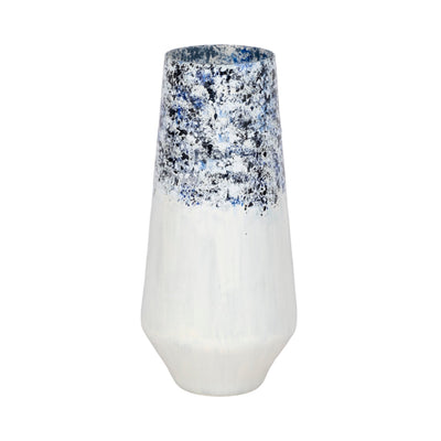 16" Tapered Bottom Vase Arctic Finish, White/blue - Al Rugaib Furniture