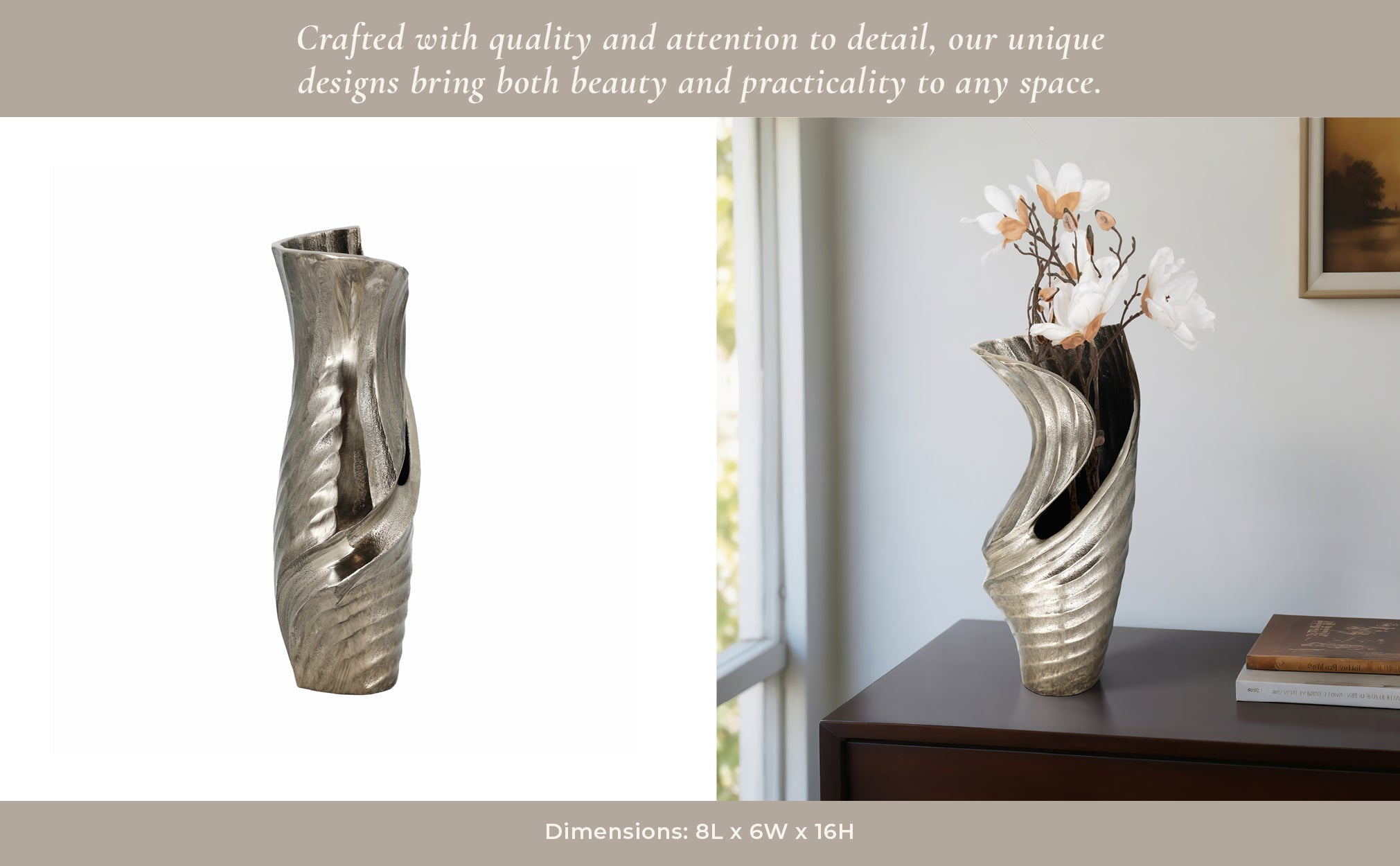 16" WASILLA LARGE METAL VASE Vases and Jars| Sagebrook Home