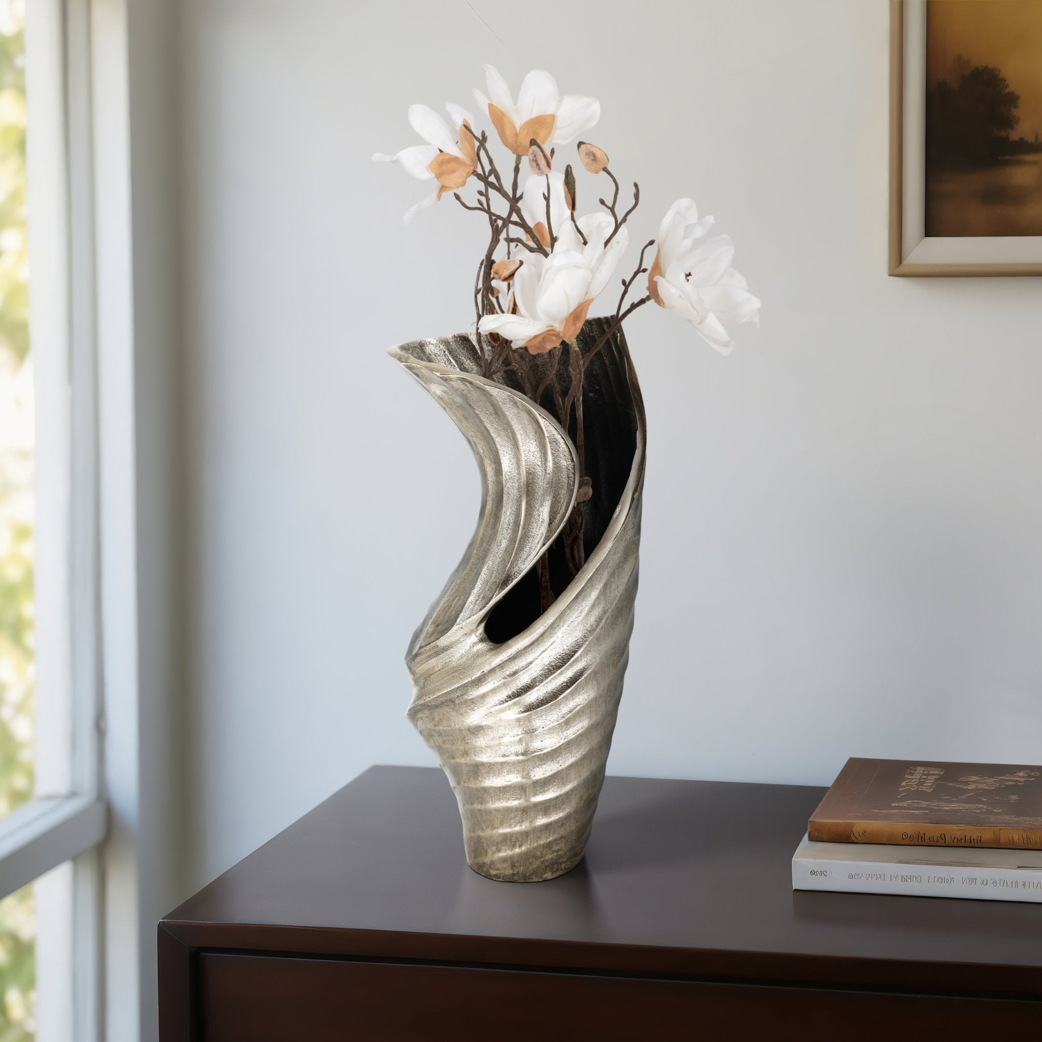16" WASILLA LARGE METAL VASE Vases and Jars| Sagebrook Home