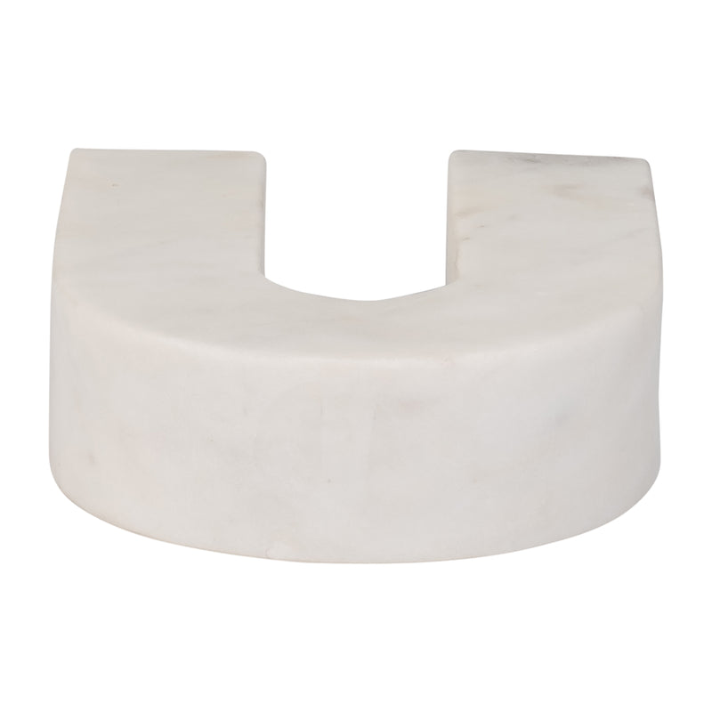 MARBLE, 6H HORSESHOE TABLETOP DECO, WHITE