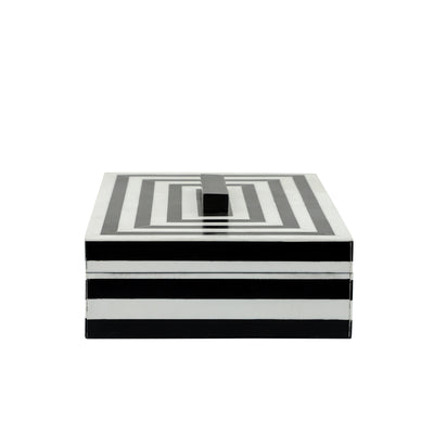 RESIN S/2 STRIPE BOXES, BLACK/WHITE