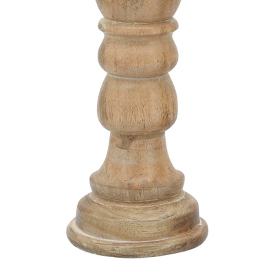14" Wooden Pillar Holder, Natural