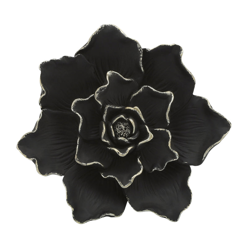 RESIN 9" FLOWER WALL ACCENT, BLACK