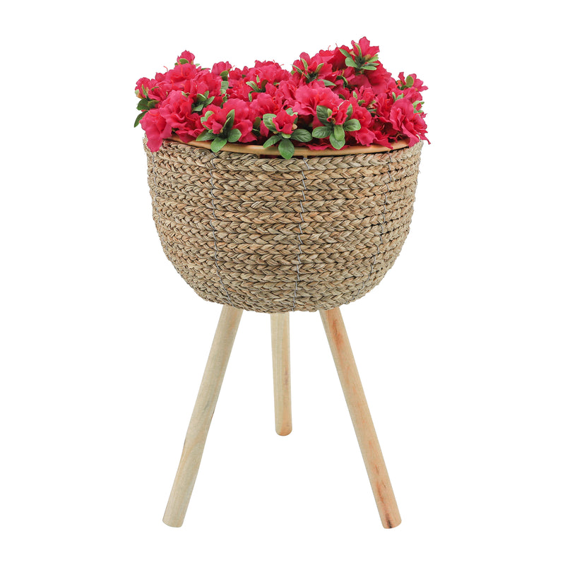 14 Wicker Planter W/ Legs, Natural
