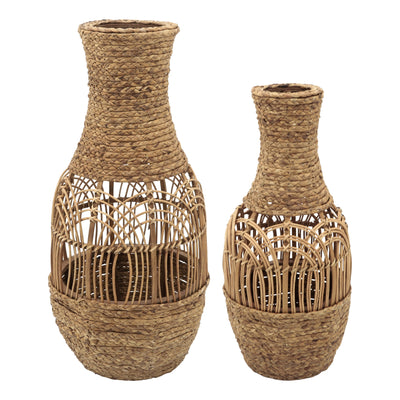 22H WICKER VASE, BROWN