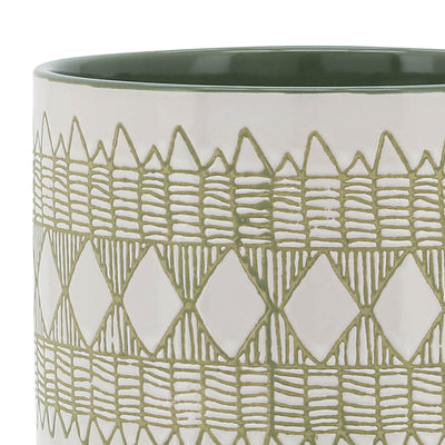 CERAMIC 16" JAR WITH GOLD LID, GREEN