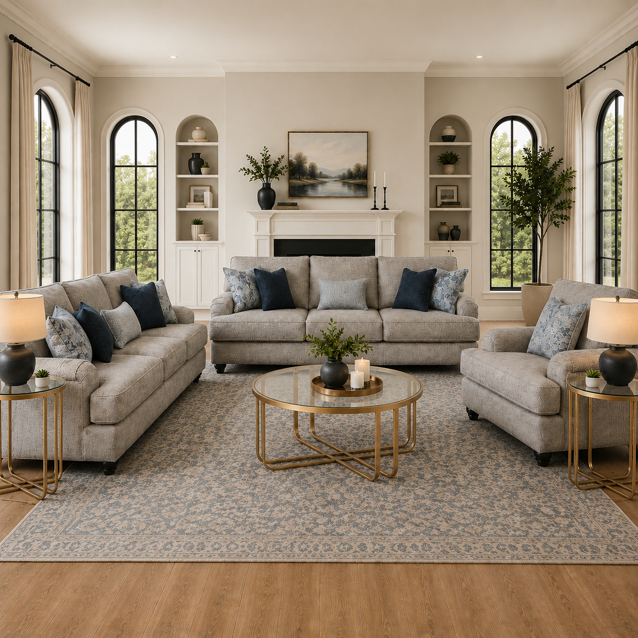 Tight-Rope Morren Sofa set with Free Milloton Table (Set of 3)