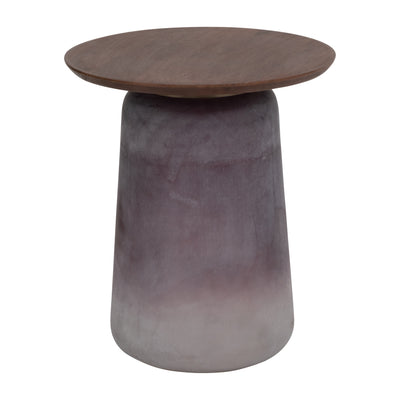 Wooden Top, 22"H Side Table, Gls Base, Purple