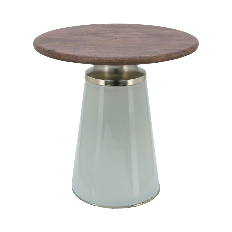 WOODEN TOP, 18"H NEBULAR SIDE TABLE, CREAM