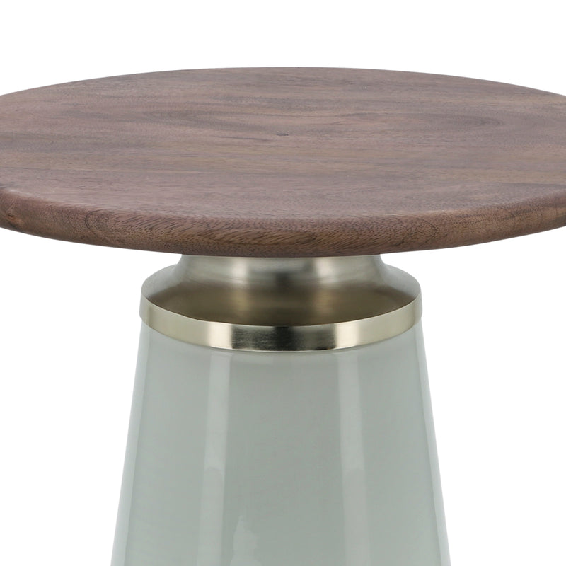 WOODEN TOP, 18"H NEBULAR SIDE TABLE, CREAM