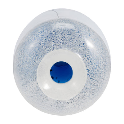 Glass, 16''H, Two Toned Vase, White/Blue