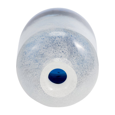 Glass, 12''H, Two Toned Vase, White/Blue