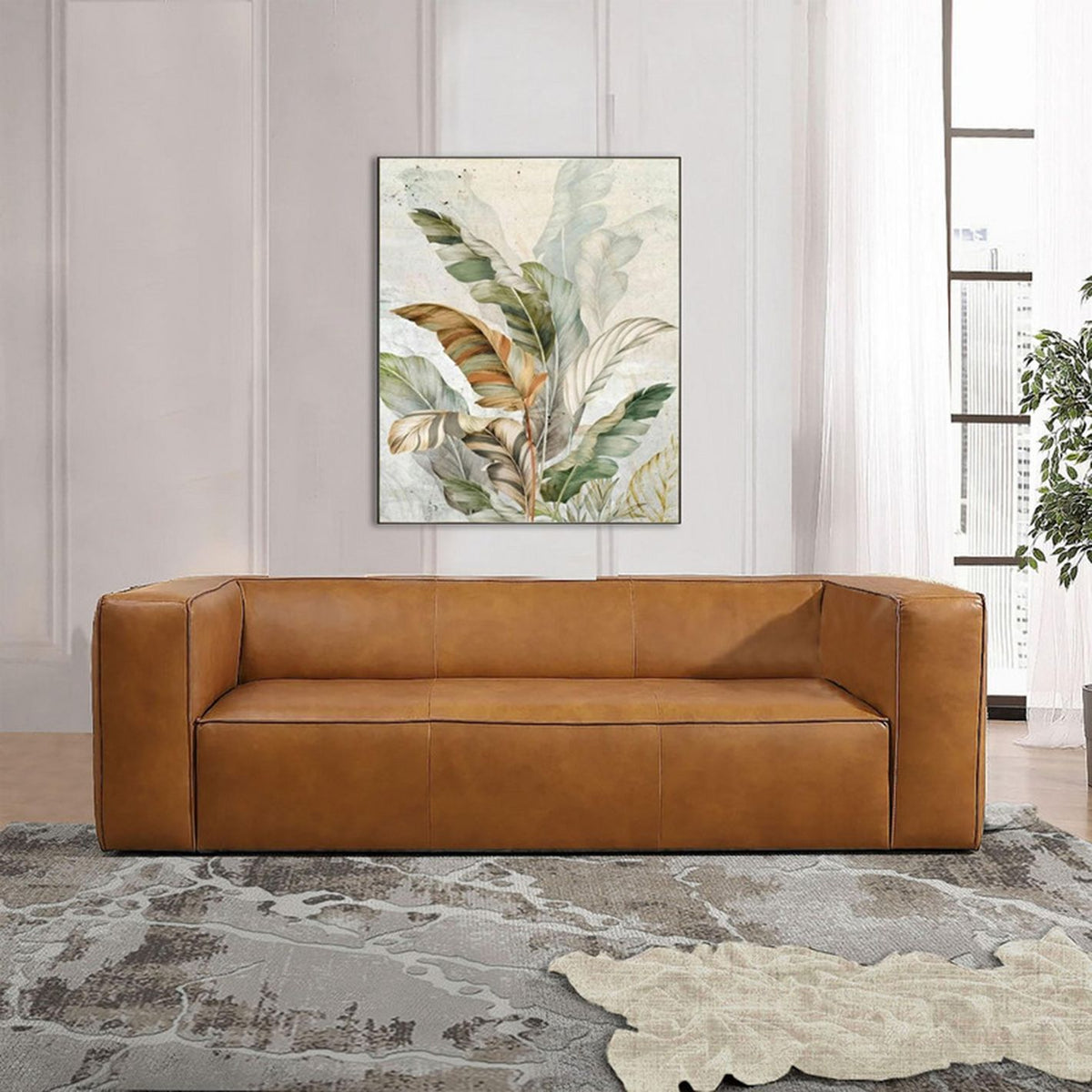 Royal | Velvet Haven Leather Sofa with Swedish Wood Structure - Dark Brown - 210×85×85 cm