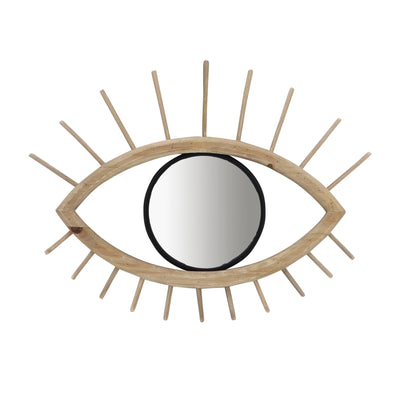 WOOD/METAL, 22L MIRRORED EYE WALL DECO, BROWN WB