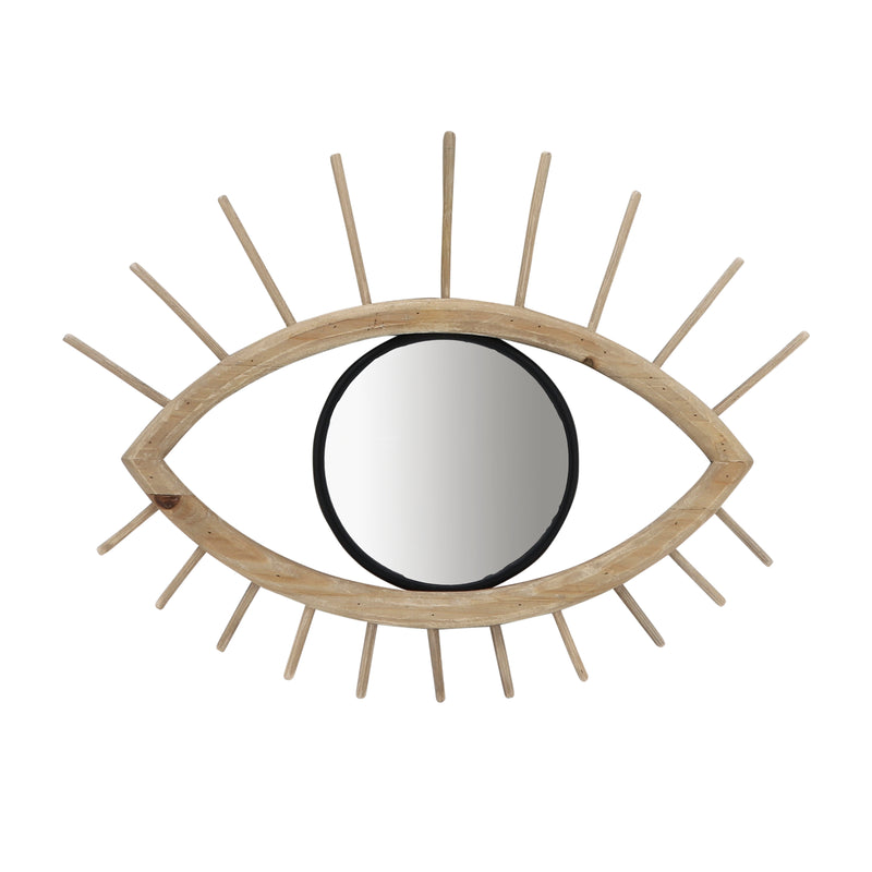 WOOD/METAL, 22L MIRRORED EYE WALL DECO, BROWN WB
