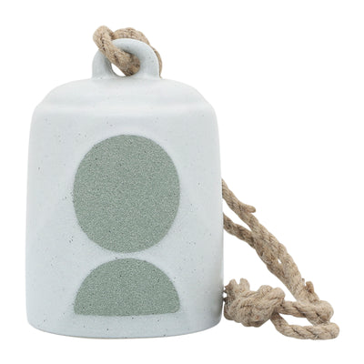 Cer, 4" Hanging Bell Circles, White/Green
