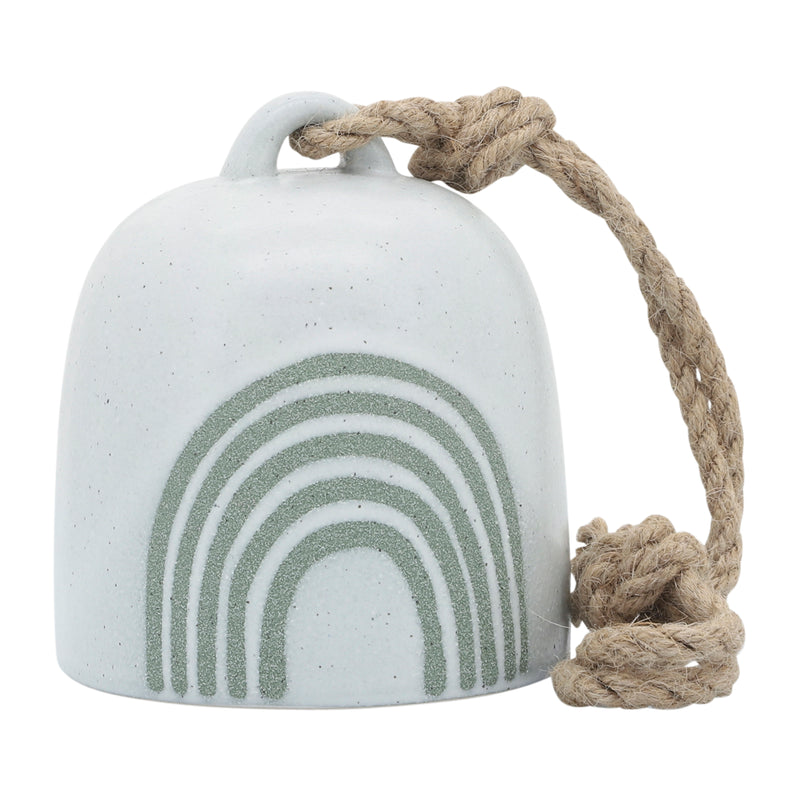 Cer, 4" Hanging Bell Rainbow, White/Green