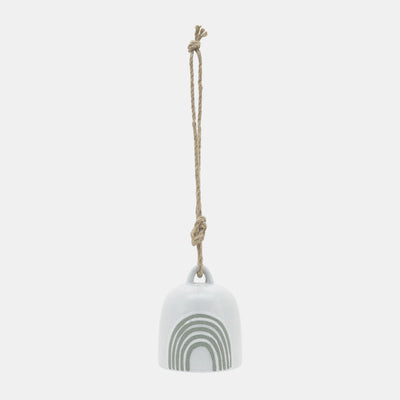 Cer, 4" Hanging Bell Rainbow, White/Green