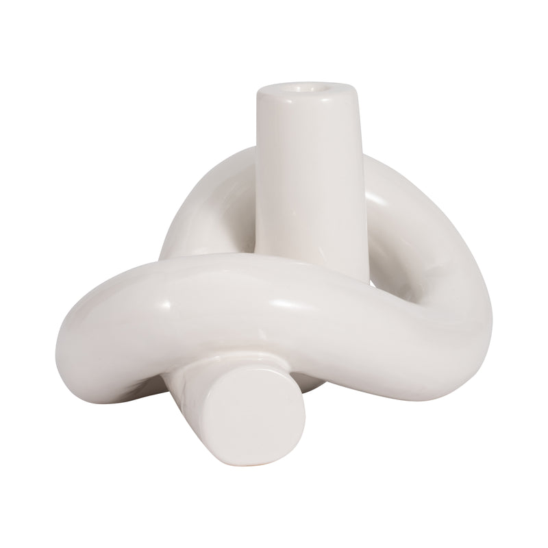 CER, 10" LOOPY CANDLE HOLDER, WHITE