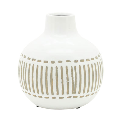 CER, 6H ROUND AZTEC VASE, GRAY