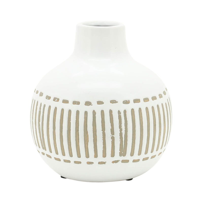 CER, 6H ROUND AZTEC VASE, GRAY