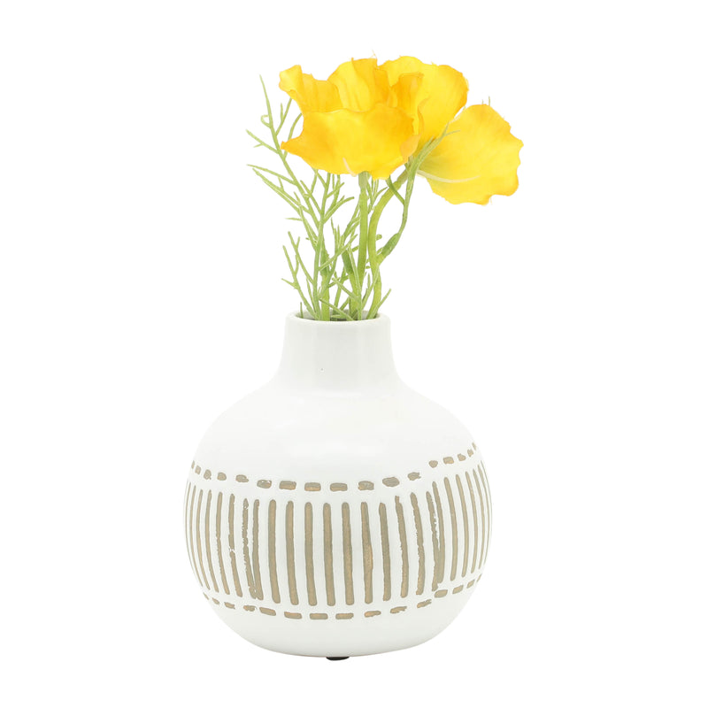 CER, 6H ROUND AZTEC VASE, GRAY